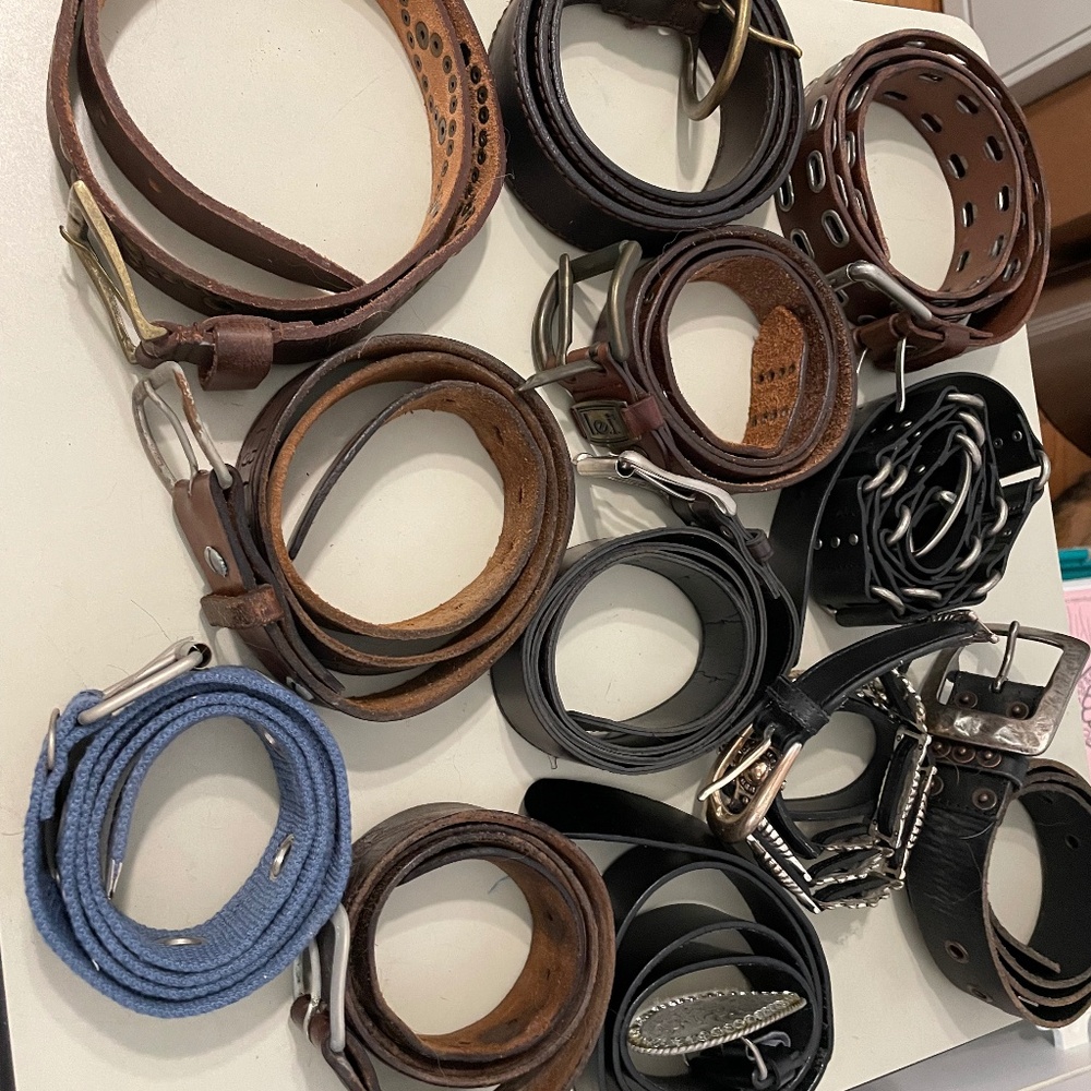 Bundle of 11 Belts - 10 leather - all 34-36 length